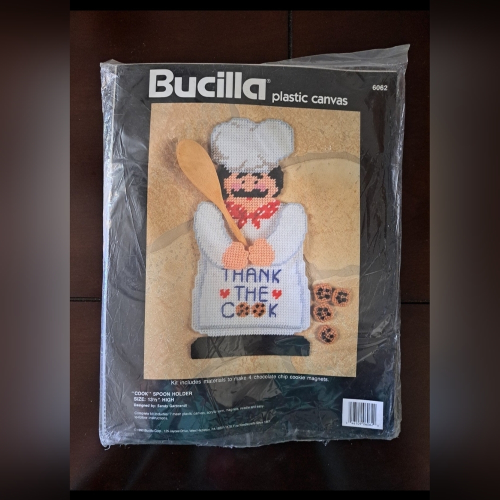 Vintage Bucilla Plastic Canvas Cook Spoon Holder Kit